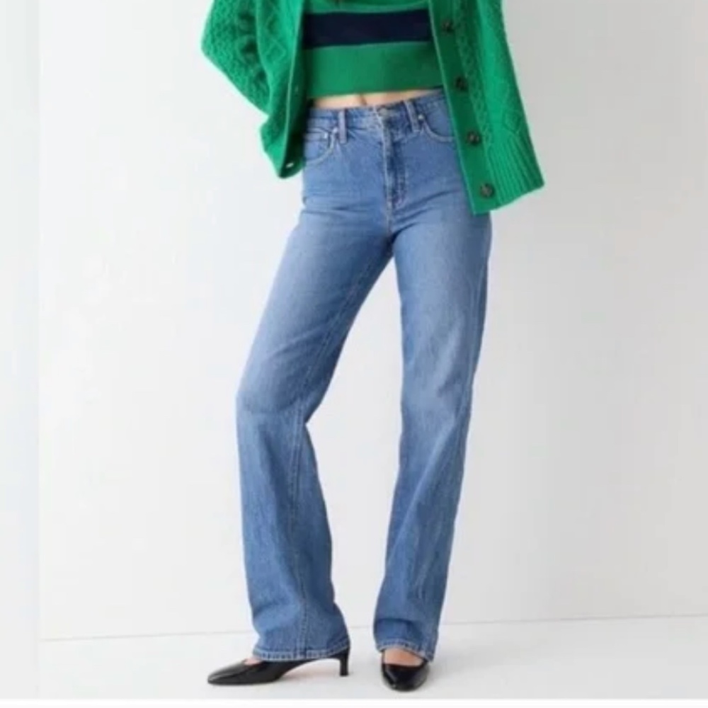 J.Crew High-Rise Full-Length Flare Jean in Medium Indigo Wash Size 28